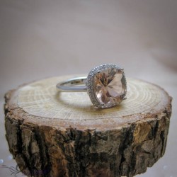 Сребърен дамски пръстен с розов мистик топаз R-1052